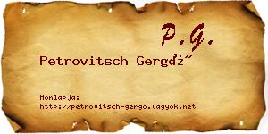 Petrovitsch Gergő névjegykártya